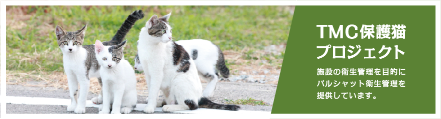 TMC保護猫プロジェクト 施設の衛生管理を目的にパルシャット衛生管理を提供しています。